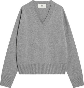 Ami Wijde Pijpen Cropped Broek met Riem - Heren - V-hals truien - Zwart - XL - Katoen - Truien & Vesten