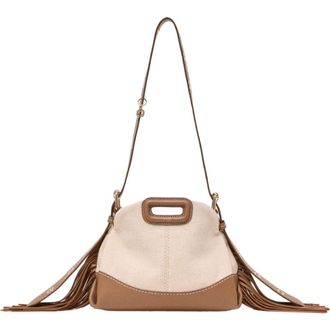 Maje Canvas and leather Miss M Mini bag in Moka/white at Nordstrom, Size Medium