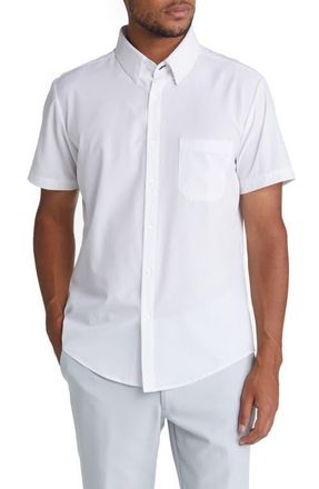 Mizzen+Main Leeward Solid Stretch Performance Short Sleeve Button-Up Shirt in White Solid at Nordstrom, Size Xx-Large