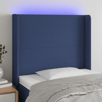 vidaXL Cabecero Con Led De Tela Azul 83x16x118/128 Cm Vidaxl