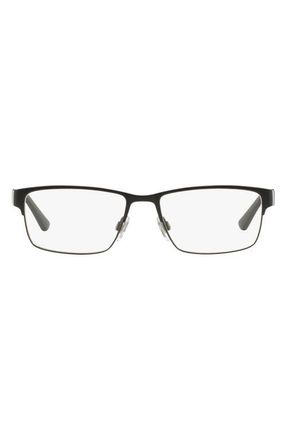 Polo Ralph Lauren 54mm Rectangular Optical Glasses in Matte Black at Nordstrom