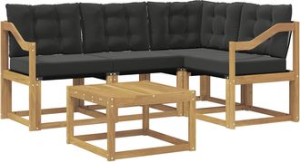 vidaXL Conjunto De Sof&aacute;s De Exterior 5 Uds. Blanco Y Negro Vidaxl