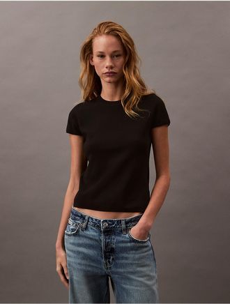 Calvin Klein Womens Tech Knit Tee - Black - XS