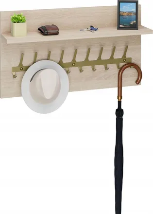 OEM Perchero Loft De 70 Cm - Oro + Roble Sonoma, S&oacute;lido Y Elegante