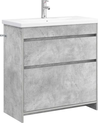 vidaXL Juego De Muebles De Ba&ntilde;o Gris Hormig&oacute;n 81 X 40 X 84,5 Cm Vidaxl