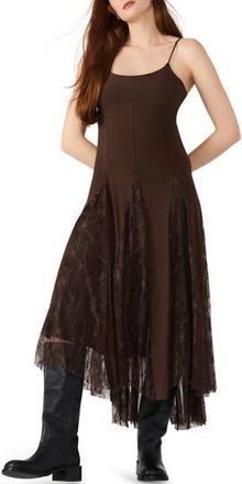 Steve Madden Vita Lace Detail Godet Pleat Dress in Chocolate at Nordstrom Rack, Size Large
