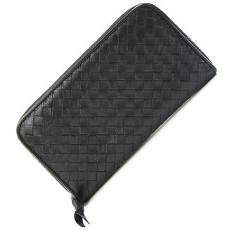 Bottega Veneta Black Leather Long Wallet (Bi-Fold) (Pre-Owned)