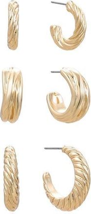 Ettika Ribbed Hoop Earrings Set in Gold at Nordstrom Rack