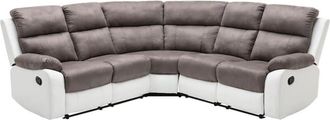 VENTE-UNIQUE.COM Sofá rinconera poliéster 5 plazas gris, blanco 226x226cm