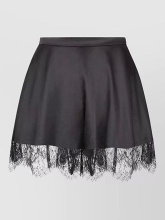 Nina Ricci silk high waist mini shorts lace trim