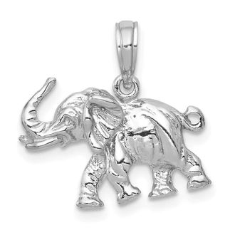 Diamond2Deal 14k White Gold Polished 3-D Elephant Pendant