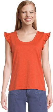 Toad&Co Rufflita T-Shirts Womens T Shirt Burnt Ochre : SM, Cotton/Spandex/Lyocell