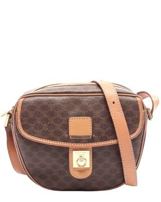 Celine Celine Brown Coated/Waterproof Canvas Macadam Shoulder Bag (Authentic Pre- Loved)