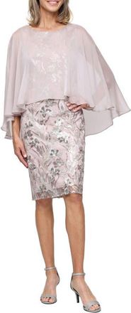 S.L. Fashions Sequin Chiffon Cocktail Dress in Blush Multi at Nordstrom, Size 18