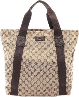 Gucci Pre-owned Tote Bags, female, Beige, Size: ONE SIZE Pre-owned GG Canvas Tote Bag