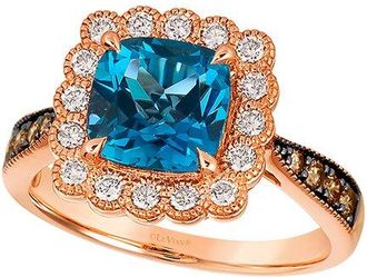 Le Vian Semi-Precious 14K Rose Gold 3.07 Ct. Tw. Diamond & London Blue Topaz Cocktail Ring
