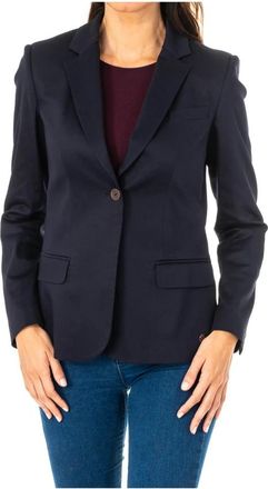 La Martina Klassiek Marineblauw Lange Mouwen Jasje - Dames - Blazers - Blauw - S - Katoen - Jassen