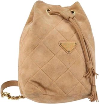Prada Pre-owned Vintage Bucket Bag - Dames - Vintage Tas - Beige - ONE Size - Su&egrave;de - Vintage