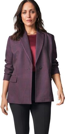 Jessica London Bi-Stretch Shaped Blazer in Merlot Plaid at Nordstrom, Size 22