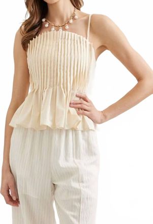 Entro Dani Pleated Sleeveless Top In Ecru