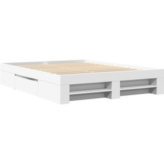 vidaXL Bed Frame without Mattress White 150x200 cm King Size Engineered Wood Vidaxl