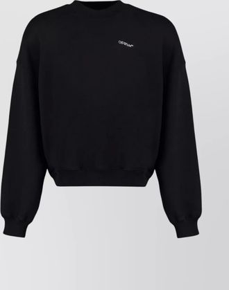 Off-white cotton ribbed crew-neck sweatshirt