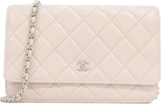 Chanel Light Pink Leather Chain/Shoulder Wallet (Pre-Owned)