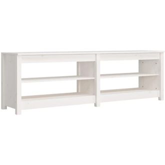 vidaXL Banco Zapatero De Madera Maciza De Pino Blanco 160x36,5x50 Cm Vidaxl