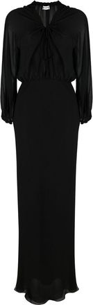 Saint Laurent sheer-panelled silk maxi dress - women - Silk - 38 - Black