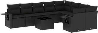 vidaXL Vidaxl - Set De Sof&aacute;s De Jard&iacute;n 10 Pzas Cojines Rat&aacute;n Sint&eacute;tico Negro