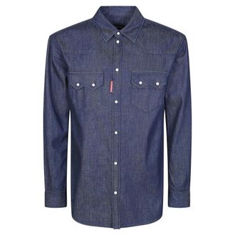 Dsquared2 Camicia Denim - Heren - Casual Overhemden - Blauw - M - Denim - Overhemden