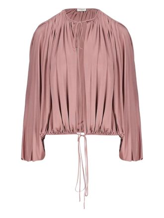 Saint Laurent drawstring gathered-shoulder blouse - Pink