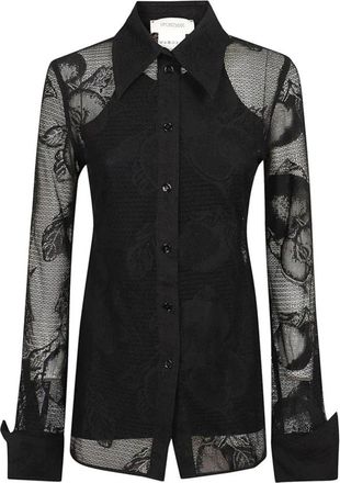 Sportmax Asti Lace Up Double Layer Shirt - Dames - Overhemden - Zwart - S - Katoen - Overhemden