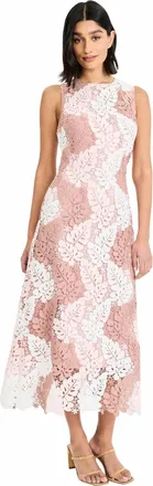 Maggy London Sleeveless Lace Midi Dress In Rose/white