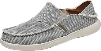 Generic Mens Canvas Shoes Casual Shoes Elastic Mens Breathable Light Lazy Shoes Mens Classic Leather Sneaker (Grey, 4.5)