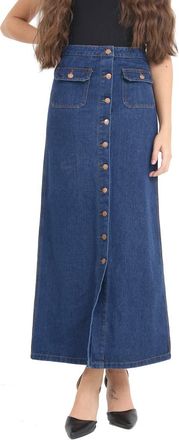 SS7 New Womens Denim Maxi Skirt, Denim Blue, Sizes 6 to 18 (UK - 12, Indigo)