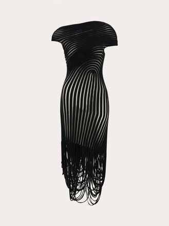 Ferragamo Women Midi dress with asymmetric drape Black