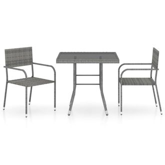 Berkfield Home 3 Piece Garden Dining Set Poly Rattan Anthracite & Grey