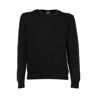 Fedeli Jersey de cuello redondo de Merino de Argentina - Knitwear - Hombre - Negro - 2XL