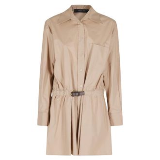 Federica Tosi Shirt Dresses, female, Brown, Size: XS Abito in popeline con cintura in pelle