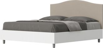 ITYhome Letto Matrimoniale Rivestito In Similpelle - Grace - Colore: Tortora - Dimensione Rete: 160x200 - Tipologia Letto: Alzata Doppia