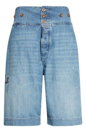 Maison Margiela Relaxed Fit Denim Bermuda Shorts in Medium Blue Vintage at Nordstrom, Size 10 Us