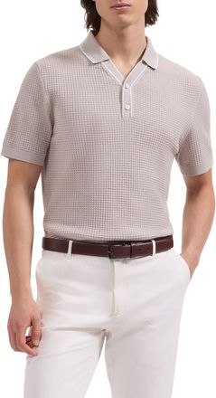 Bugatchi Waffle Stitch Polo Sweater in Limestone at Nordstrom, Size Xxx-Large