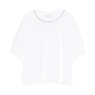 Brunello Cucinelli Brunello Cucinelli, T-Shirts, female, White, Size: XS Girocollo M/Corta T-shirt