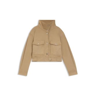 BOSS Cropped jacket in paper-touch cotton twill