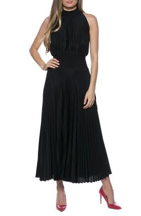 OLEG CASSINI Pleated Sleeveless Midi Dress in Black at Nordstrom Rack, Size X-Large