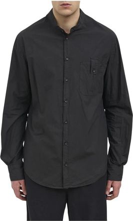 Andrea Ya'aqov Camicia Mockneck in Cotone - Heren - Casual Overhemden - Zwart - L - Katoen - Overhemden