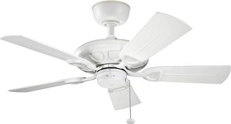 Elstead Lighting Ventilador de techo, 107cm, IP44, aluminio y ABS blanco mate