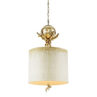 Loops 1 Bulb Ceiling Pendant Light Fitting Putty Patina & Silver Leaf LED E27 60W in Metallics