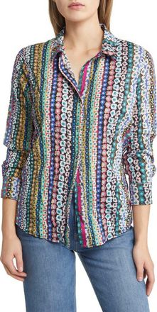 Nic+Zoe Flower Field Crinkle Button-Up Shirt in Pink Multi at Nordstrom Rack, Size Xx-Large